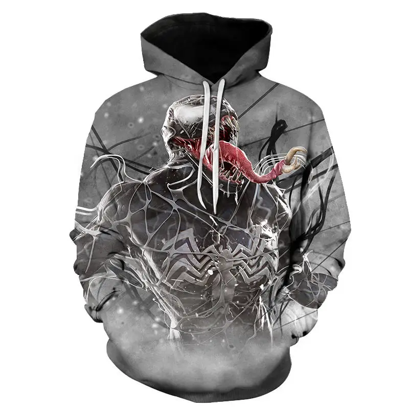 Новинка белая толстовка с объемным рисунком Веном мужская осенне-зимняя