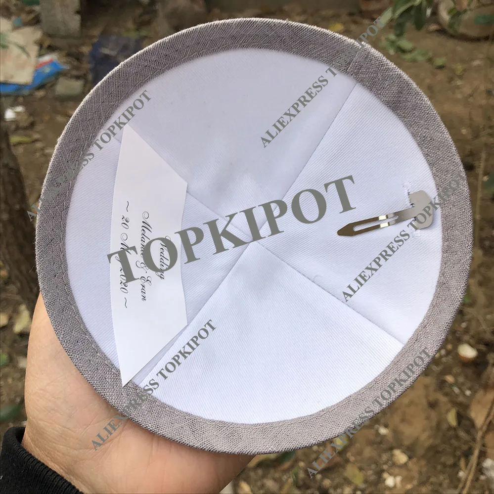 Индивидуальные свадебные kippot, Еврейская Кипа, кипо, темно-серый лен kippa, кипа