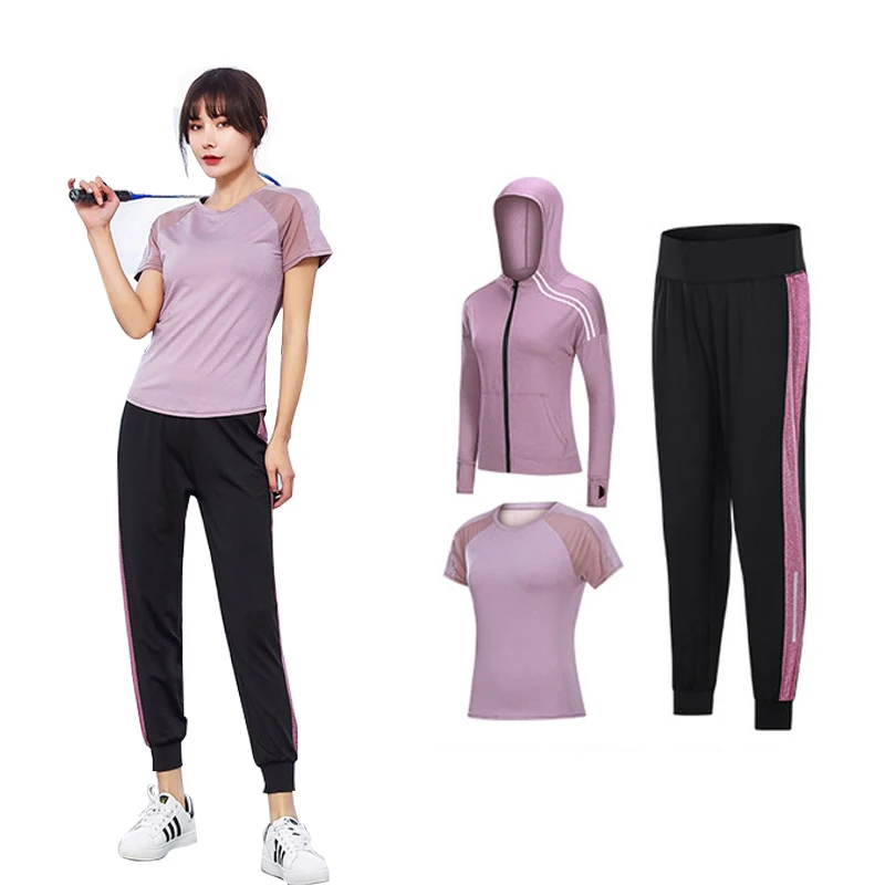

Gym sports suit women's jacket three-piece loose professional sports running clothes spring and summer fashion quick-drying trou