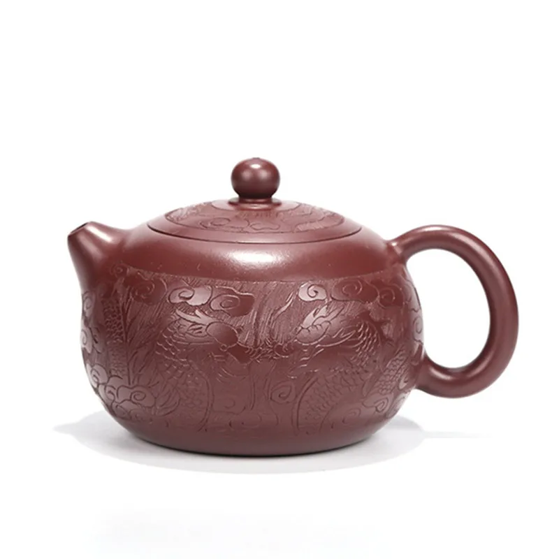 

Yixing Handmade Xishi Tea Pot Dragon Pattern Purple Clay Teapot Raw Ore Beauty Kettle Chinese Tea Ceremony Customized Gift 330ml