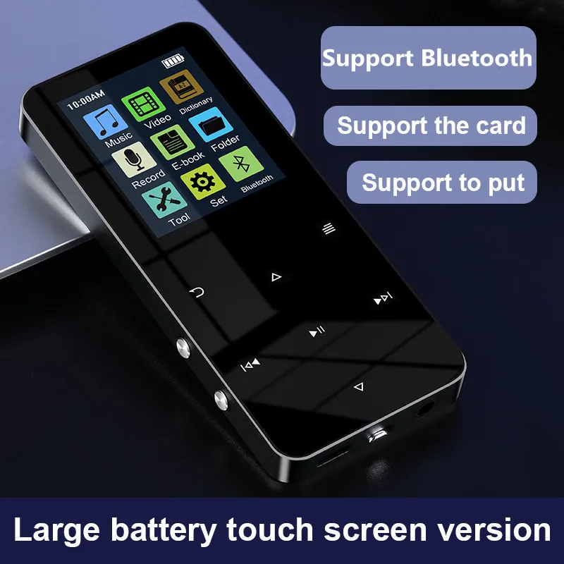 

NEW1.8 дюймовый металлический сенсорный MP3 MP4 музыкальный плеер Bluetooth 4,2 поддерживает карты, с FM-будильником и шагомером, электронная книга, ...