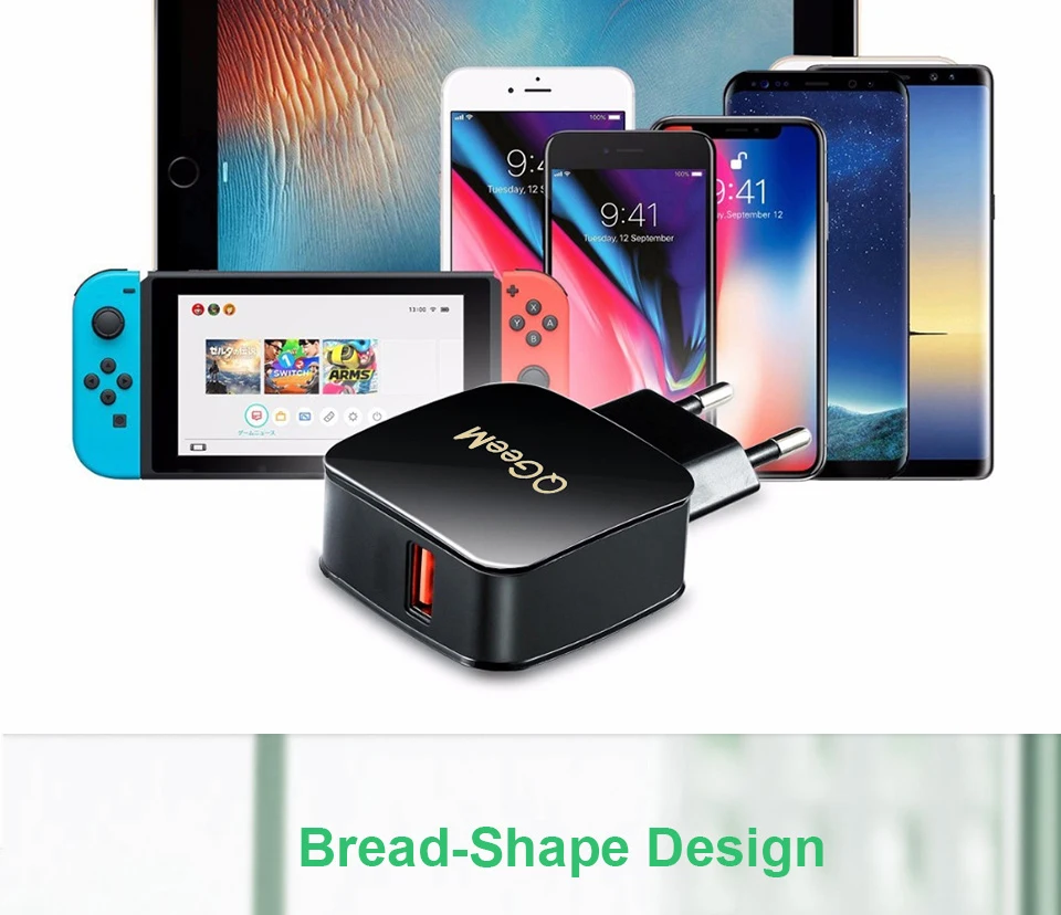 QGEEM QC 3,0 USB зарядное устройство Quick Charge 3,0 зарядное устройство для телефона для iPhone EU US Plug 12 В адаптер быстрое зарядное устройство для huawei samsung Xiaomi
