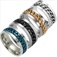stainless steel rotatable men ring high quality spinner chain punk women jewelry for party gift m6219