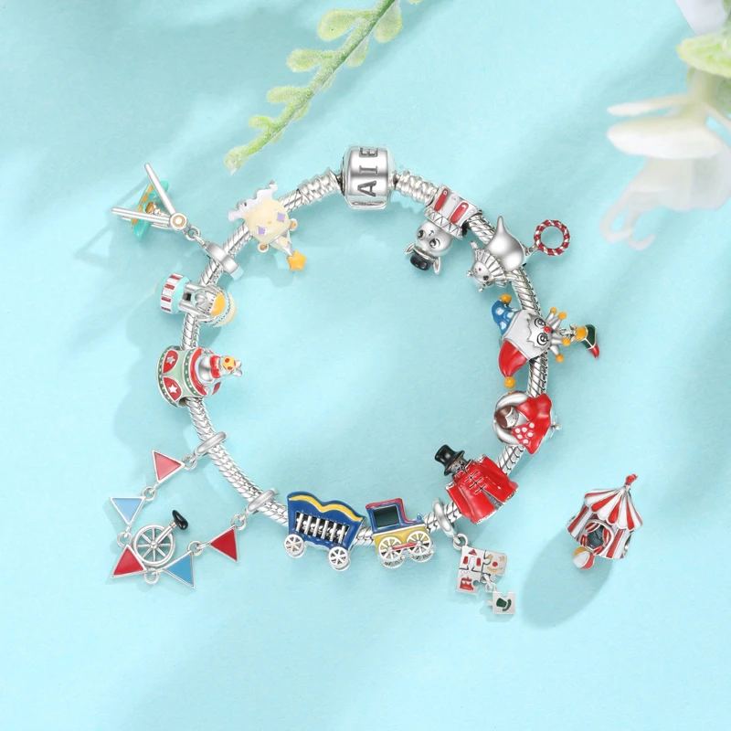 

AGATA Silver 925 Charms Pendant International Circus 925 Sterling Silver Charms for Bracelet Making Original DIY Jewerly