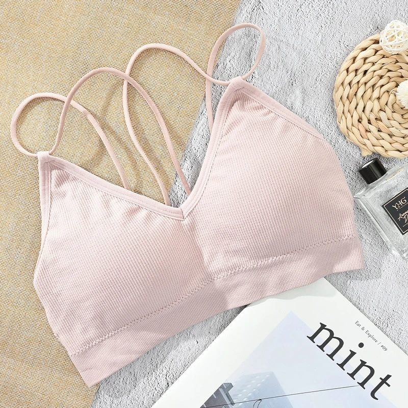 Женский бюстгальтер на бретельках пикантный с открытой спиной и треугольной