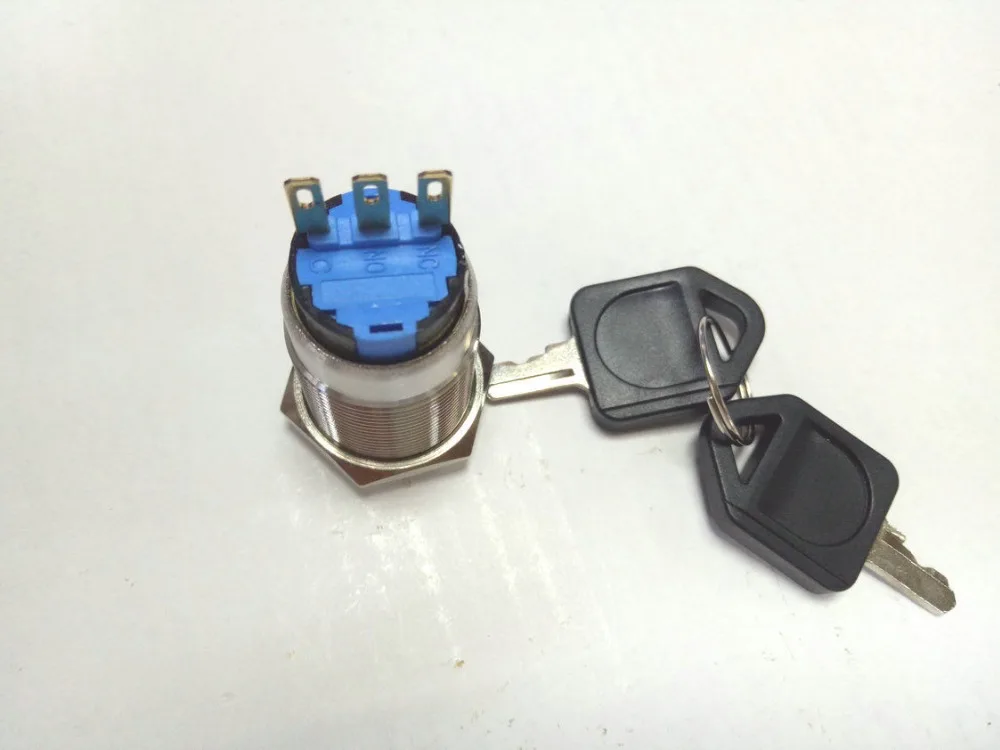 10set 19mm Key Lock Button Switch Flat Round Stainless Steel Metal ON/OFF New | Обустройство дома