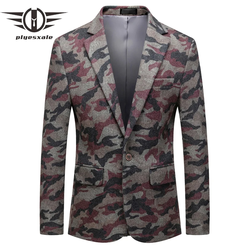 Приталенный мужской Камуфляжный Блейзер куртка 5XL 6XL серый красный камуфляжный