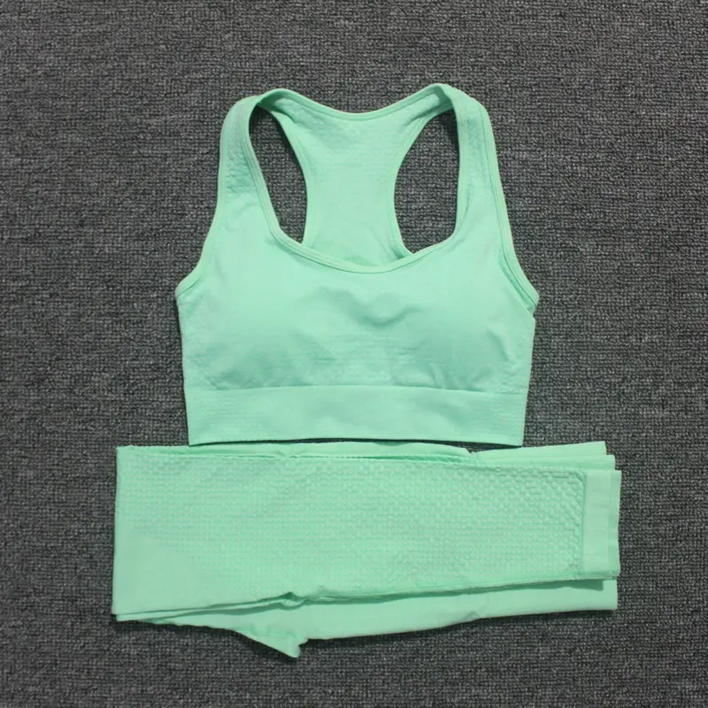 Спортивные костюмы из 2 предметов бесшовный комплект для йоги женская одежда