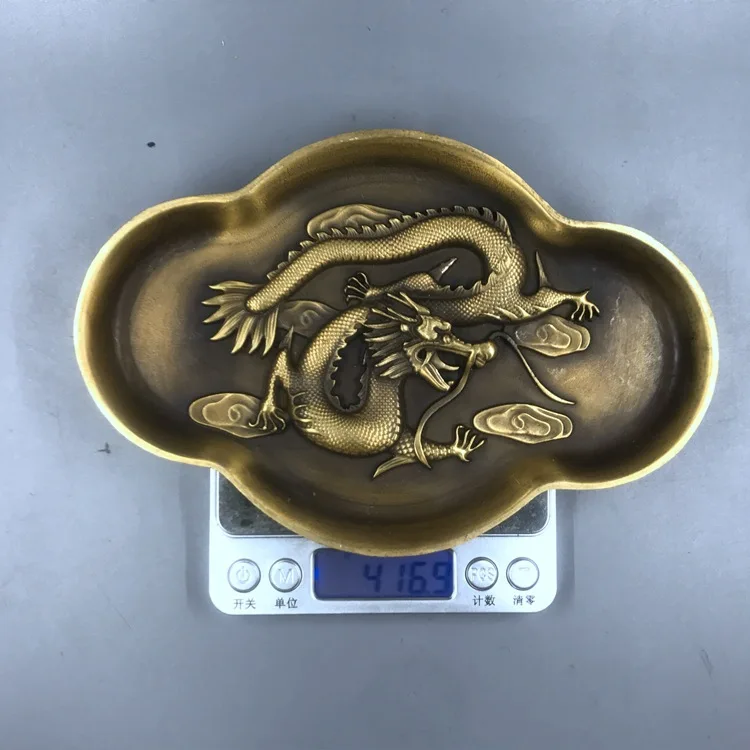 

LAOJUNLU Pure Copper Pen Wash Brass Carved Dragon Embossed Vintage Old Manuscript Painting And Calligraphy Supplies Bronze