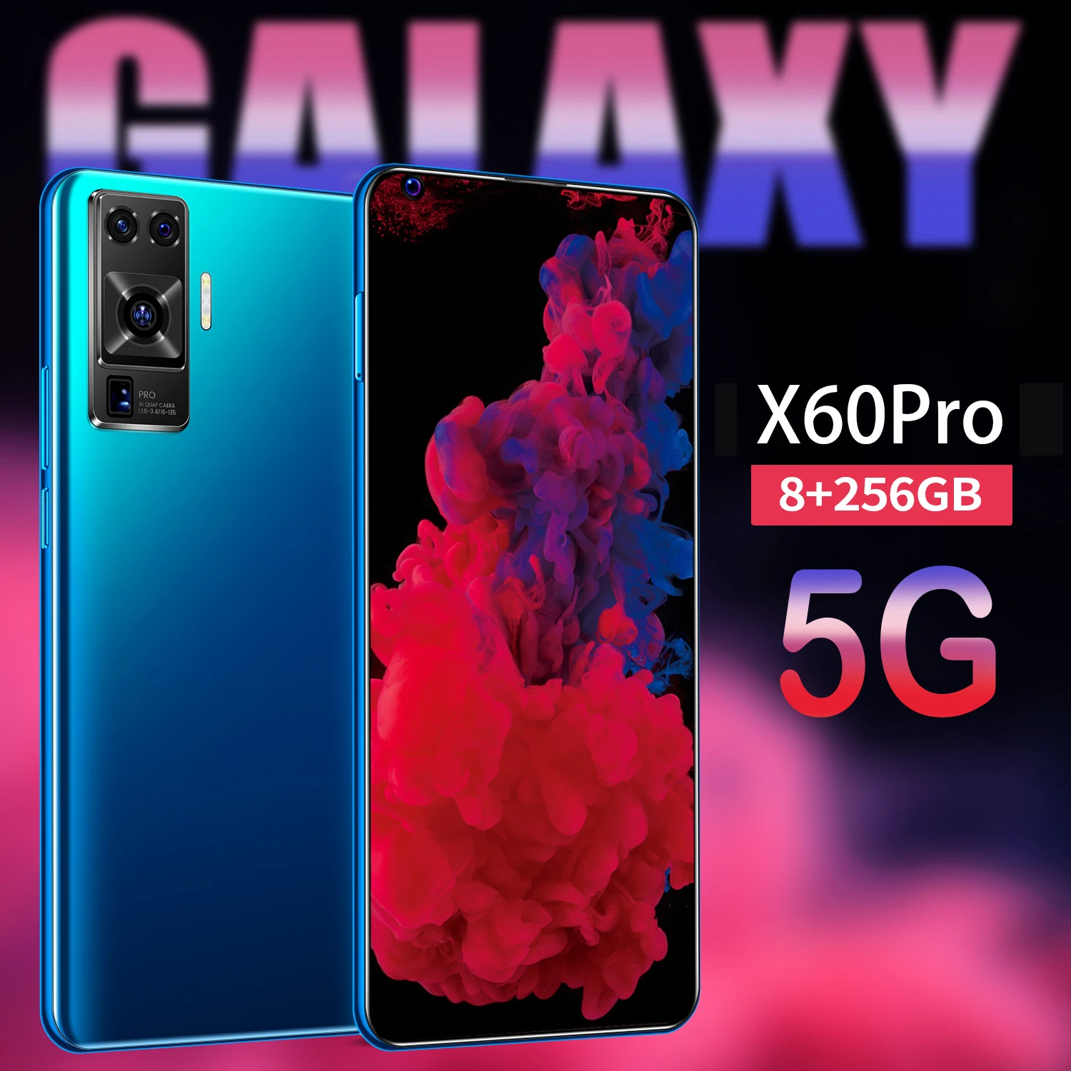 

X60 Pro 7.3 inch 512G HD camera large memory Android 10.0 gaming entertainment smartphone