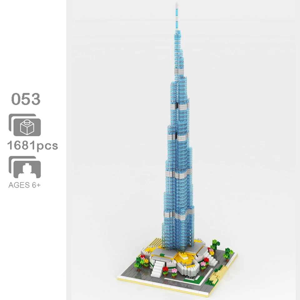 

YZ Architecture Burj Khalifa Tower 3D Building Block Model Set World Famous DIY Mini Diamond Bricks Toys for Boys Children Gifts