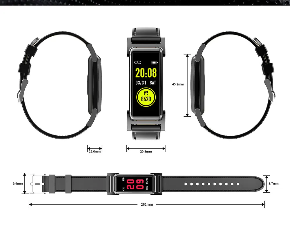 Бизнес кожаный смарт-браслет шагомер пульсометр Спортивный Браслет