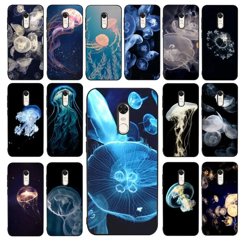 

YNDFCNB Blue Jellyfish Sea Phone Case for Redmi 5 6 7 8 9 A 5plus K20 4X 6 cover