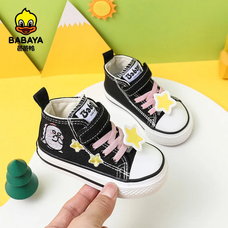 Babaya Children Toddler Shoes Breathable 1-3 Year Old Baby Canvas Shoes Girls High Shoes 2021 Autumn New Baby Girl Casual Shoes