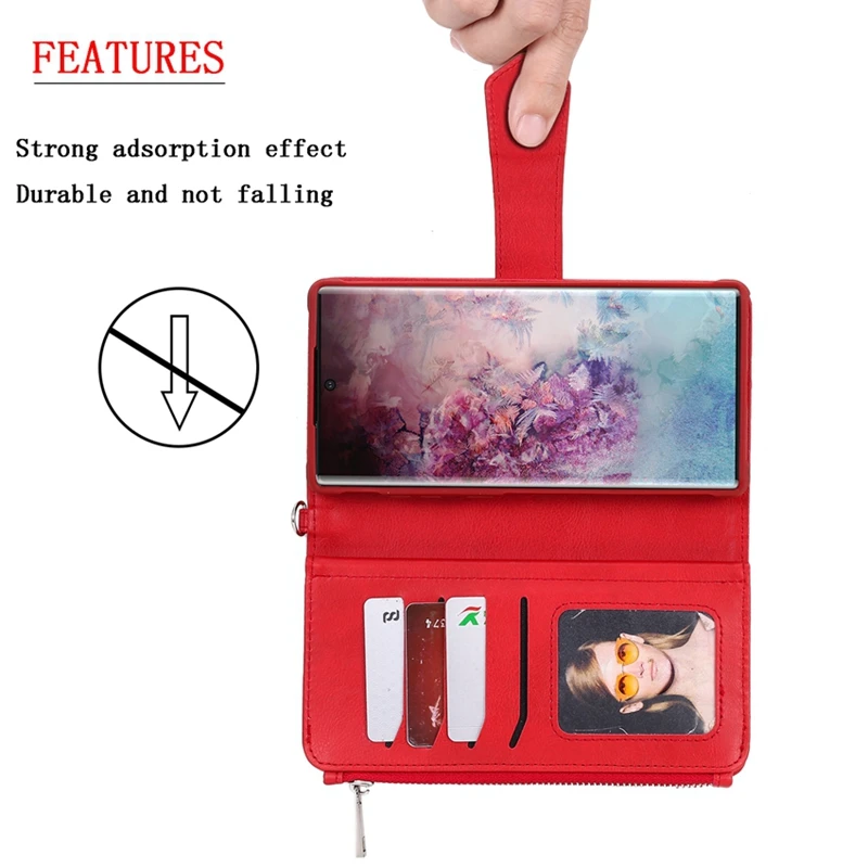 Съемный флип-чехол-бумажник для Samsung Galaxy Note 10 Plus чехол из искусственной кожи с