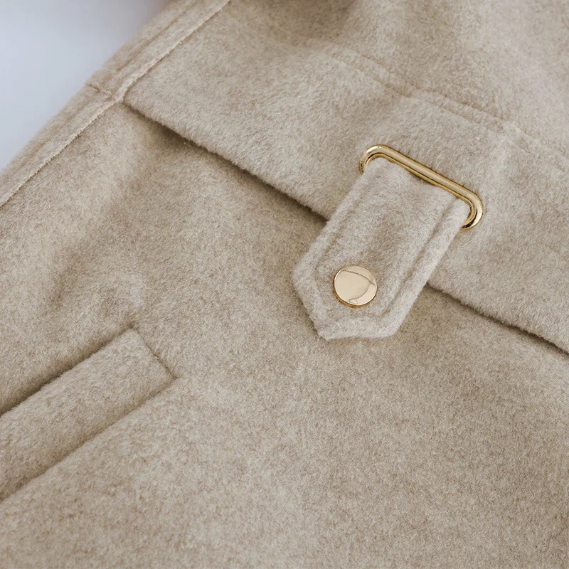 

2020 Winter Women'S Jacket Long-Sleeved Lapel Stitching Soft Thick Mid-Length Coat Woolen Coat