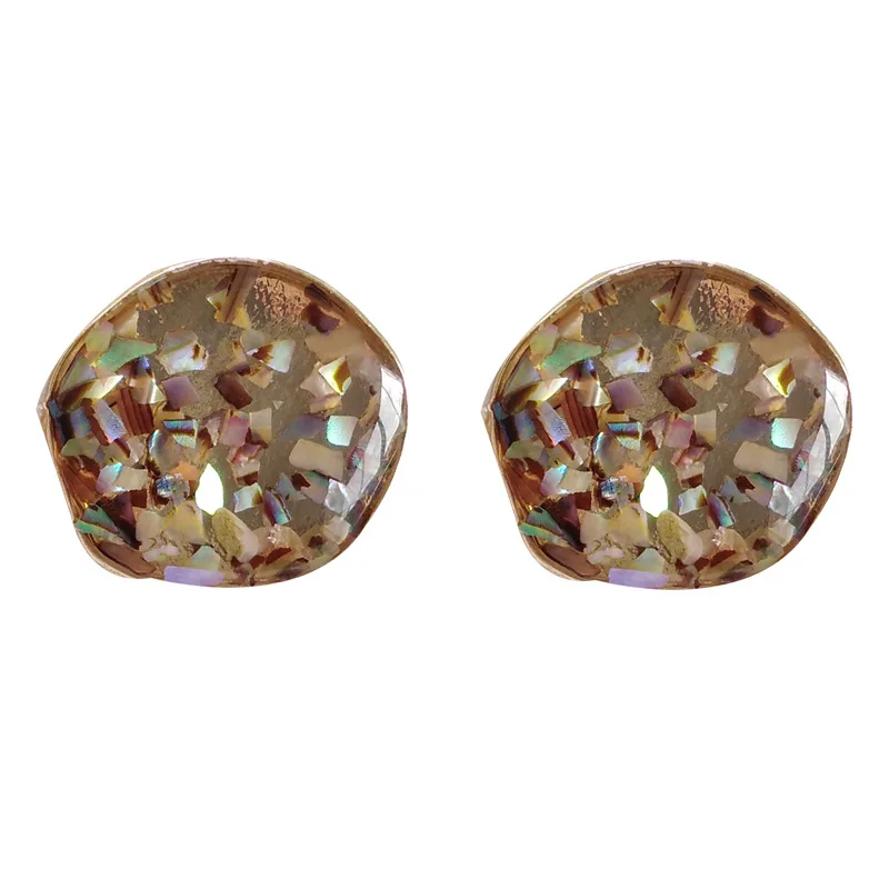 

S925 needle Women Jewelry Earrings Popular Design Metal Geometric With Shell Resin Stud Earrings For Female Girl Party Gift