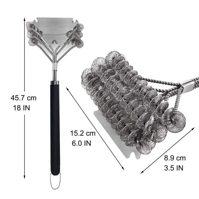 

Kitchen Accessories BBQ Grill Barbecue Kit Cleaning Brush Stainless Steel Cooking Tools Wire Bristles Triangle Cleaning Brushes