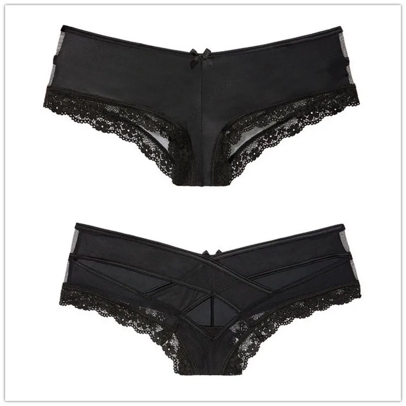 

New Hollow Lace Trim Panties Women'S Breathable Comfortable Ice Silk Panties Sexy Women'S Briefs Panties