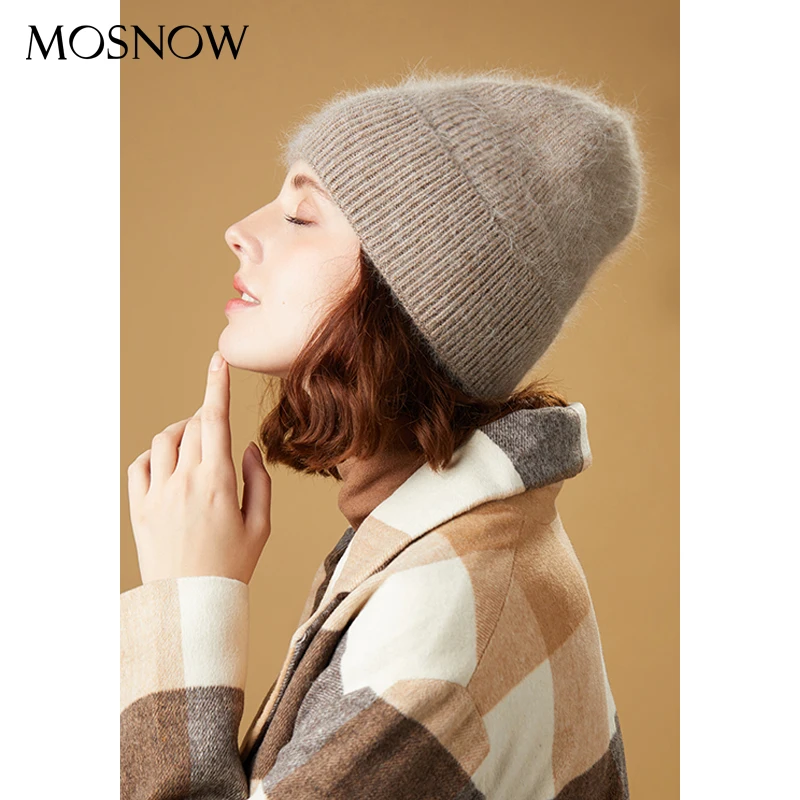 Вязаные шапки, зимние женские шапки, теплые шапки Skullies Beanies, высококачественные женские шапки из кроличьей шерсти, женская шапка