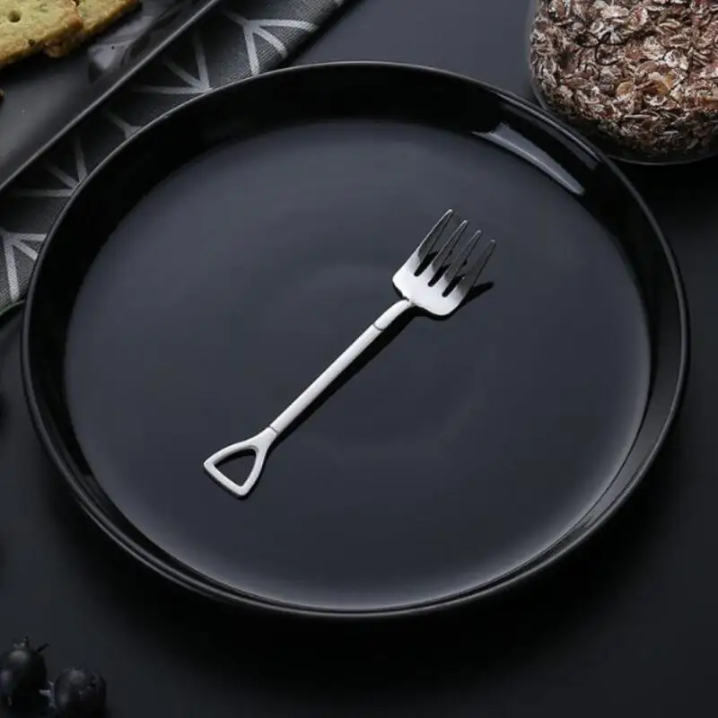 

3 Color Cutlery Stainless Steel Shovel Shape Ice Cream Handle Coffee Soup Tea Spoon Fork Kitchen Accessory Flatware Kitchen Tool