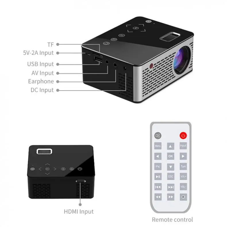 Универсальный портативный мини светодиодный проектор T260 116 дюйма для дома и