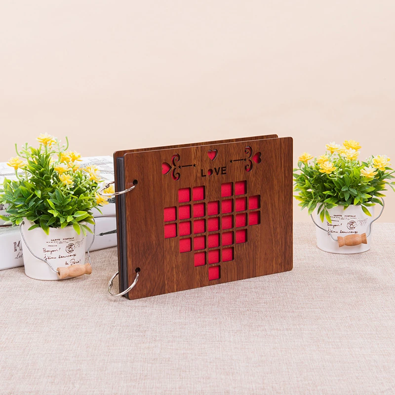 Фотоальбом 8 дюймов с деревянной обложкой Любовь Мемориал ручная работа россыпью