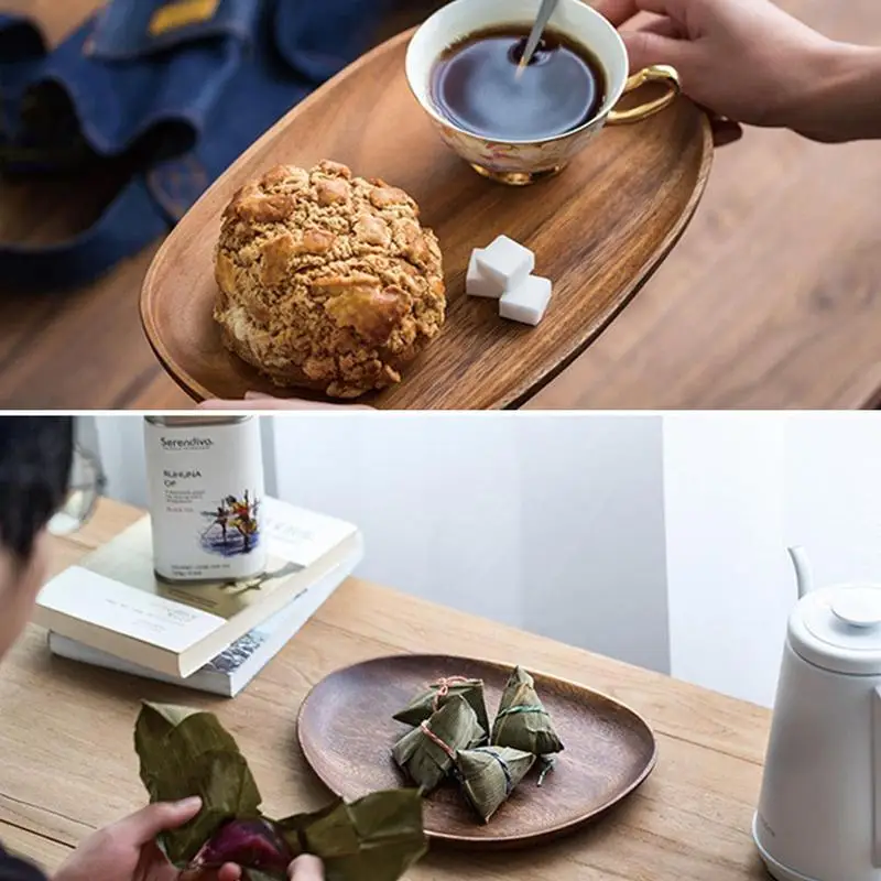 

Whole Wood Lovesickness Wood Irregular Oval Wood Fruit Plate Tea Saucer Plate Dessert Tray Dishes Tableware Pan Set D W0H8