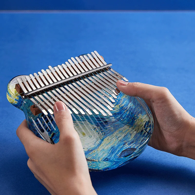 

Калимба 17/21 ключ кристалл картина большой палец пианино геккон музыкальный инструмент подарок с аксессуарами акриловые океан кит дельфин