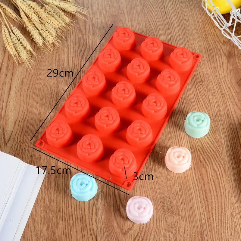 Rose 2 стиля DIY мыло ручной работы плесень 15 решеток подсолнух цветок силиконовый в форме розы торт плесень шоколад форма для выпечки льда плесень - Цвет: Rose
