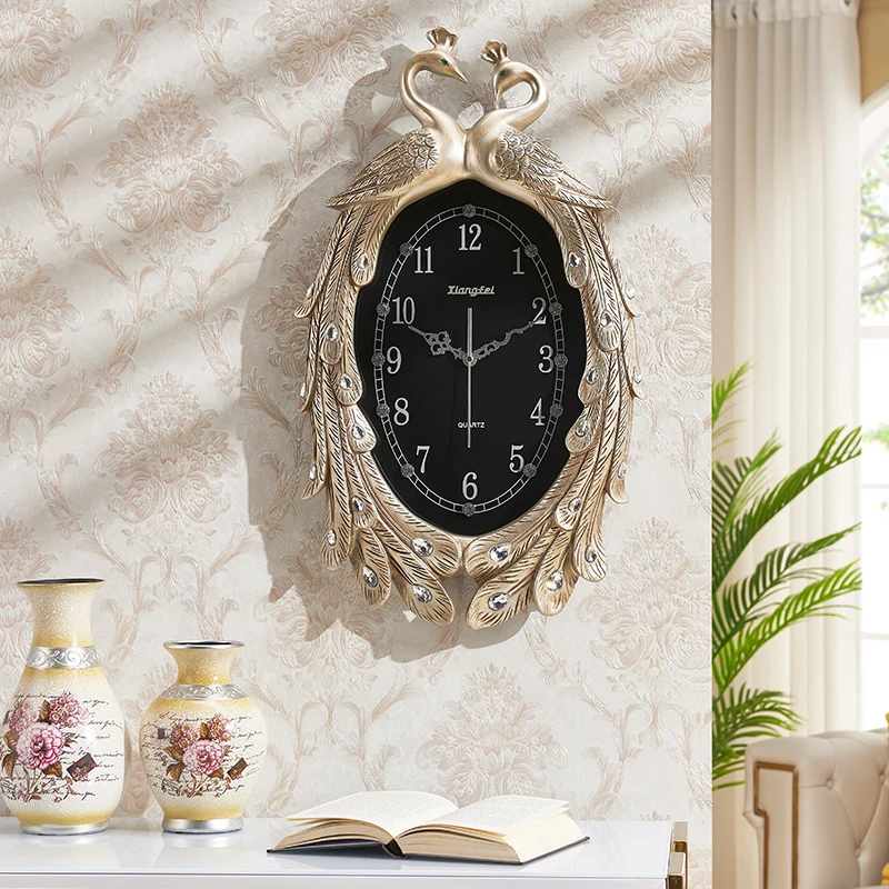 

Large Peacock Wall Clock Modern Simple Art Fashion Wall Watch Pastoral Quartz Bedroom Reloj De Pared Modern