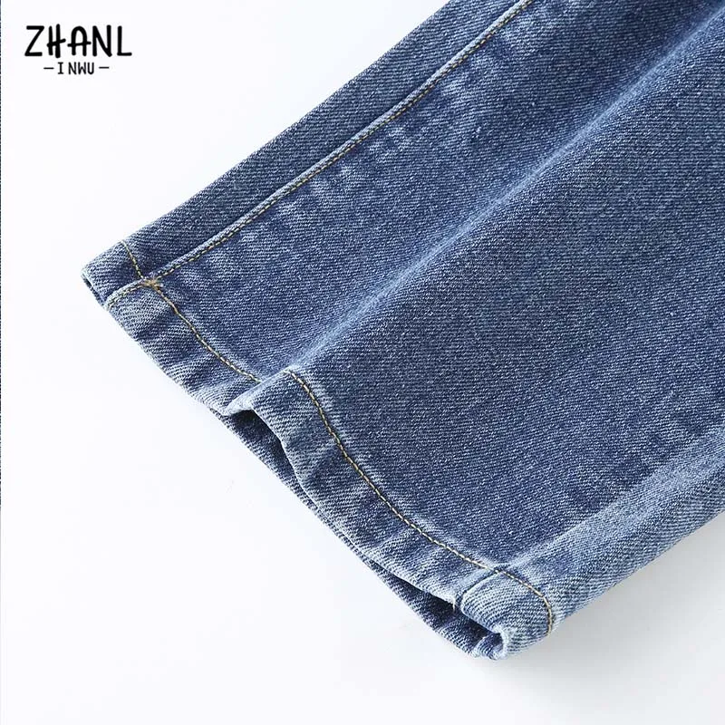 Y2k Patchwork Straight Jeans Women Baggy Denim Pants Blue Jeans Woman High Waist Clothes Wide Leg Vintage Quality Streetwear