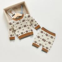 2021 autumn winter new baby sweater set baby sweater knit pants 2pcs infant boys warm clothes set baby girl knitted suit