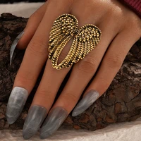 huatang antique silver color wing knuckle ring for women vintage geometric midi finger rings female decoration jewelry anillos