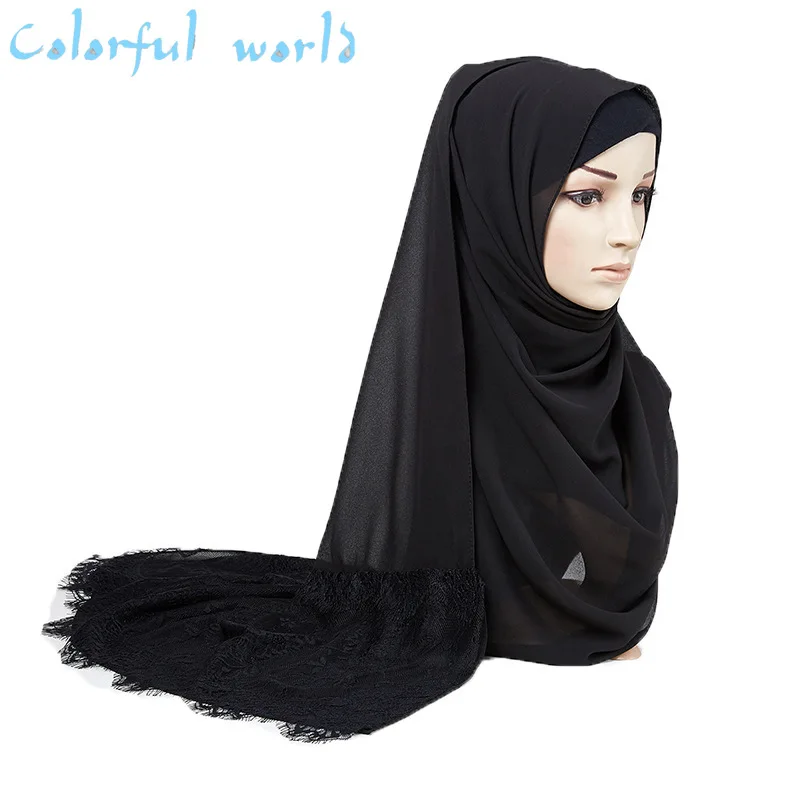 2020 Малайзия Новый жемчужный шифоновый кружевной женский хиджаб качественный