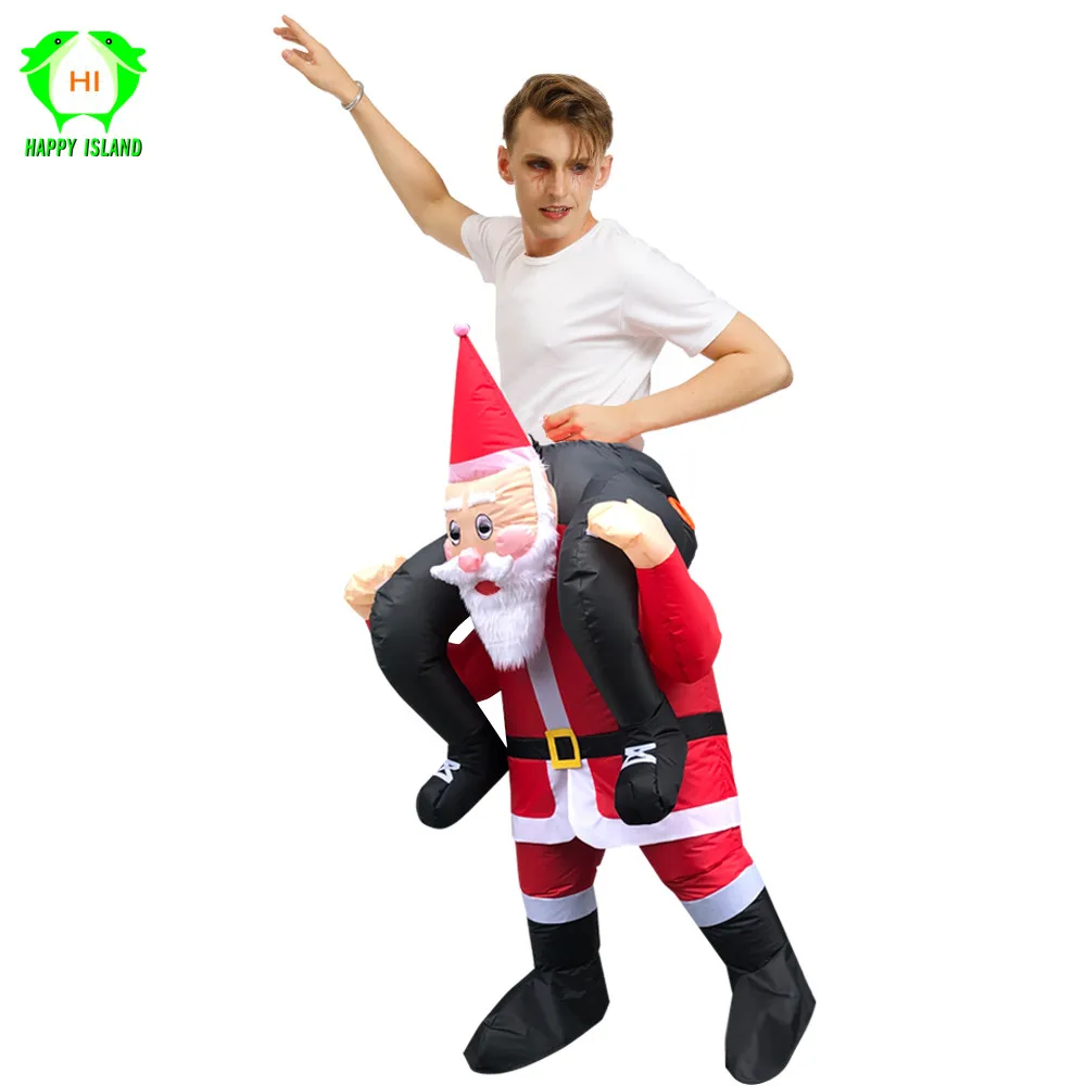 Взрослые красный Санта Клаус Рождественский надувной костюм для
