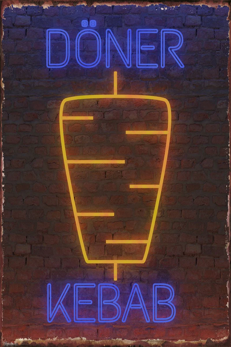 

Neon Kebab Sign Room Decoration Retro Vintage Metal Sign Tin Sign Tin Plates Wall Decor For Art Cafe Pub Home Club Man Cave