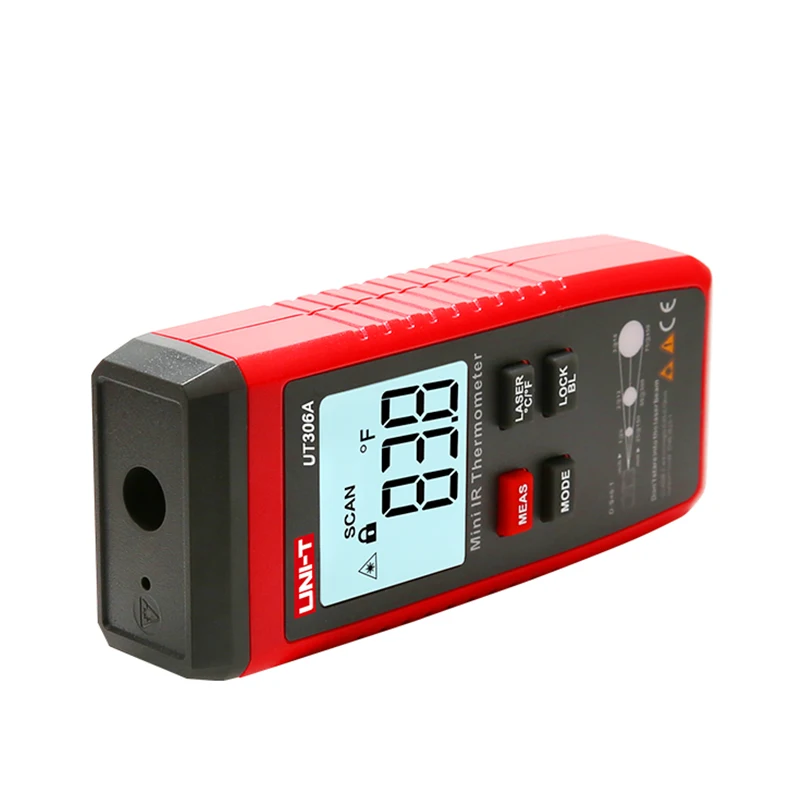 

UNI T UT306A Mini LCD IR Temperature Meter C/F Select -35C~300C Pyrometer Backlight Data hold
