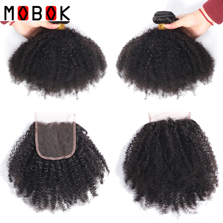 Волосы moбок афро кудрявые пучки вьющихся волос с закрытием удлинение переплет