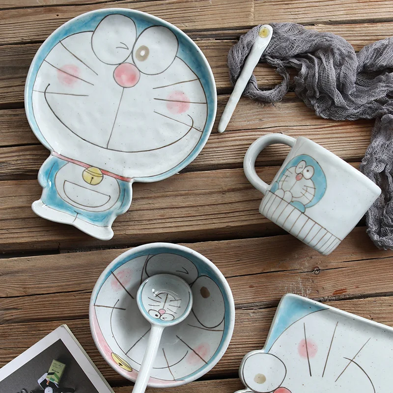 Креативная керамическая тарелка/Ложка/миска DORAEMON специальная чашка с прорезями
