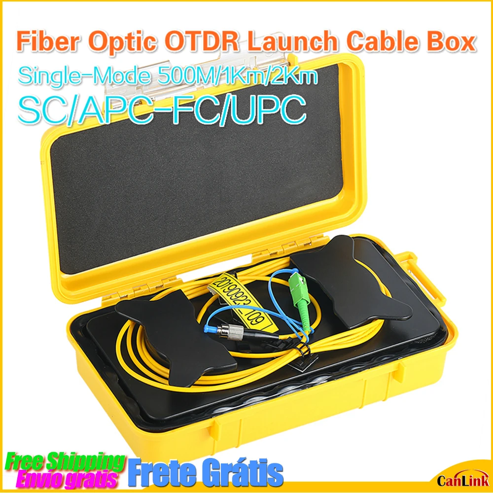 

Fiber Optic OTDR Launch Cable SC/APC-FC/UPC Single-Mode for 500M 1Km 2Km 1310/1550nm Dead Zone Eliminator Box SC APC to FC UPC