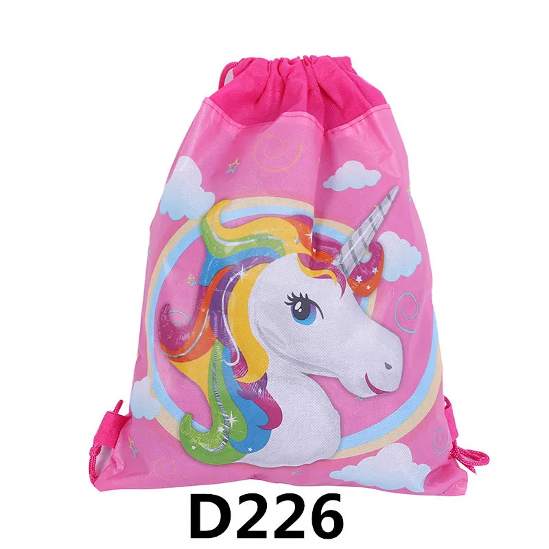 24pcs Unicorn Theme Drawstring Gifts Bag Non-woven Fabric Kids Birthday Party Decoration Cartoon Backpack | Дом и сад