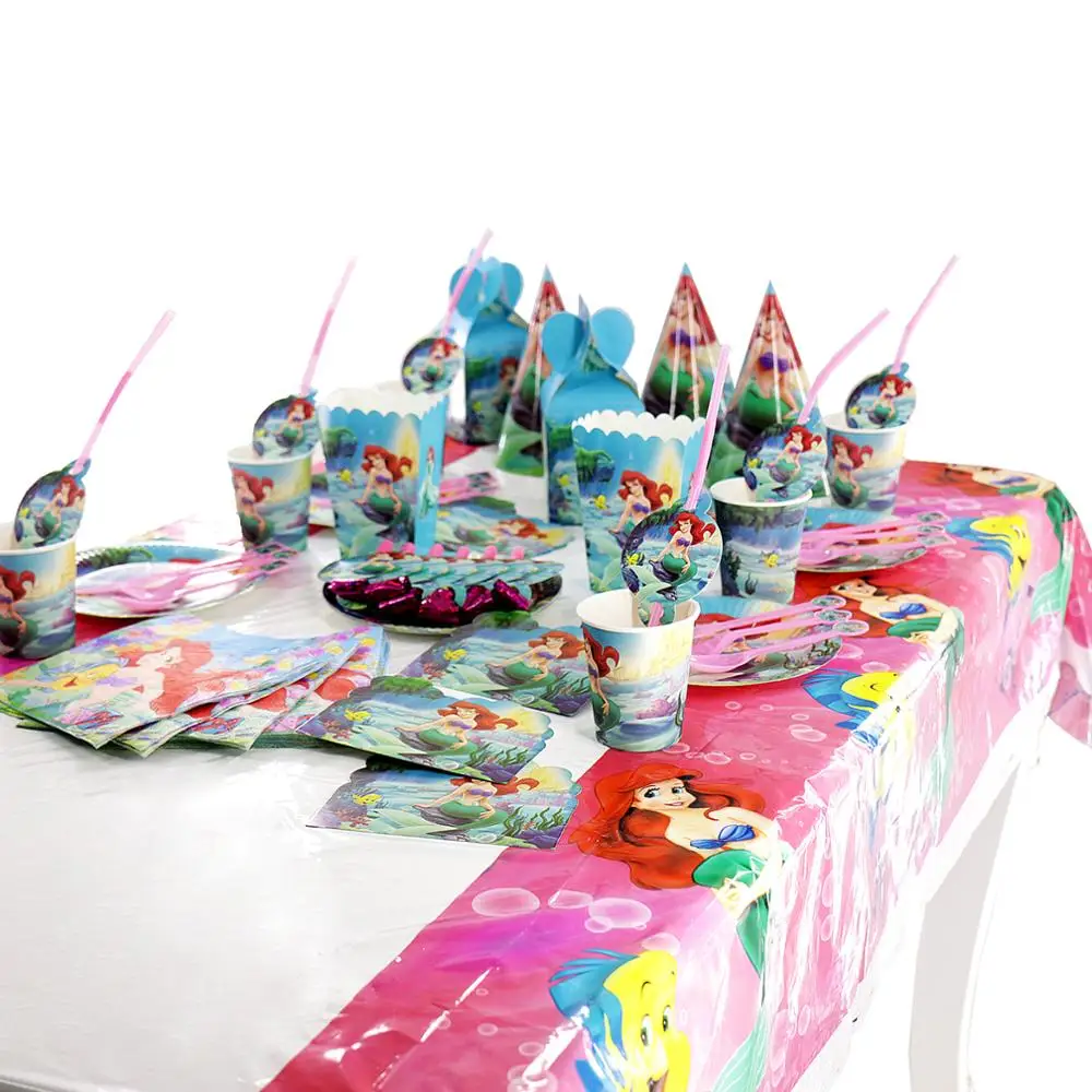 

10 Kids Little Mermaid Disposable Tableware Birthday Party Supplies Festival Decoration Event Favor Gender Reveal Girls