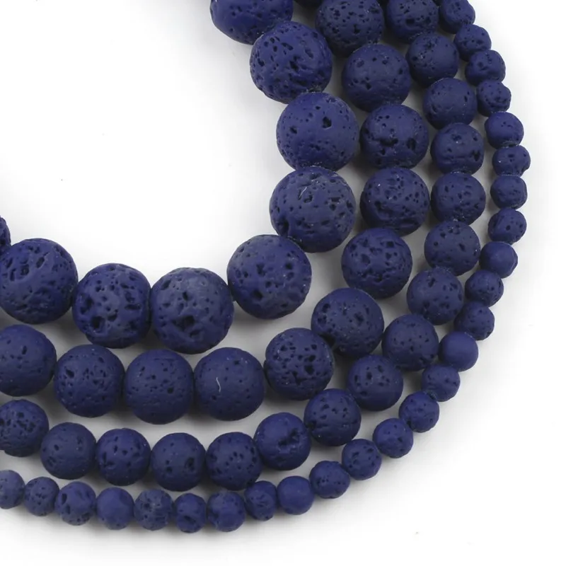 

Dark Blue Lava Hematite Beads Round Loose Spacer Bead For Jewelry Making 4 6 8 10mm Natural Volcanic Rock Stone DIY Bracelets