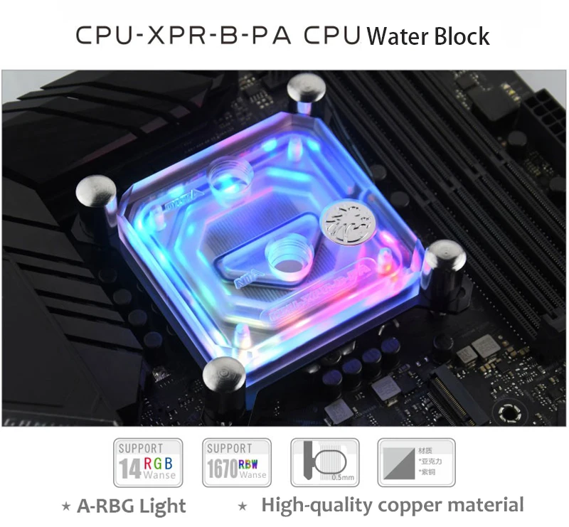 Bykski cpu водоблок используется для INTEL LGA1150 1151 1155 1156 2011X99 прозрачный RGB поддержка 5 в 3PIN GND разъем к материнской плате