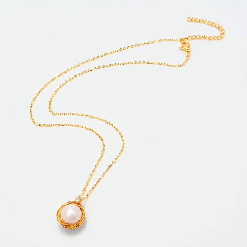 

Sl Oksana Handmade 14k Gold Plate Brass Natural Irregular Baroque Pearl Pendant Necklace Popular Fashion Collars Jewelry Women