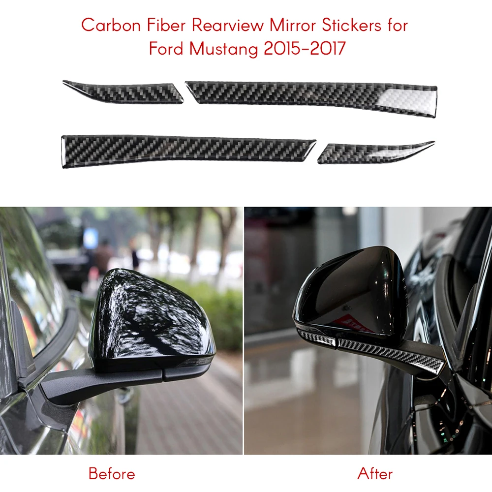 Auto Accessories Carbon Fiber Rearview Mirror Stickers Cover Trim Car Styling Sticker Fit for Ford Mustang 2015 2016 2017 | Автомобили и