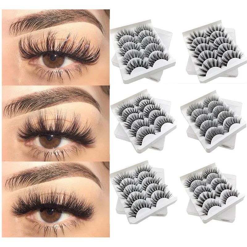 5 пар ручной работы Объемные Накладные ресницы многоразовые норковые волосы
