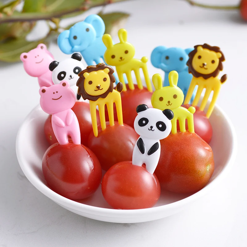 10 шт./упак. Животные фермы фрукты вилка мини мультфильм детей Снэк торт десерт