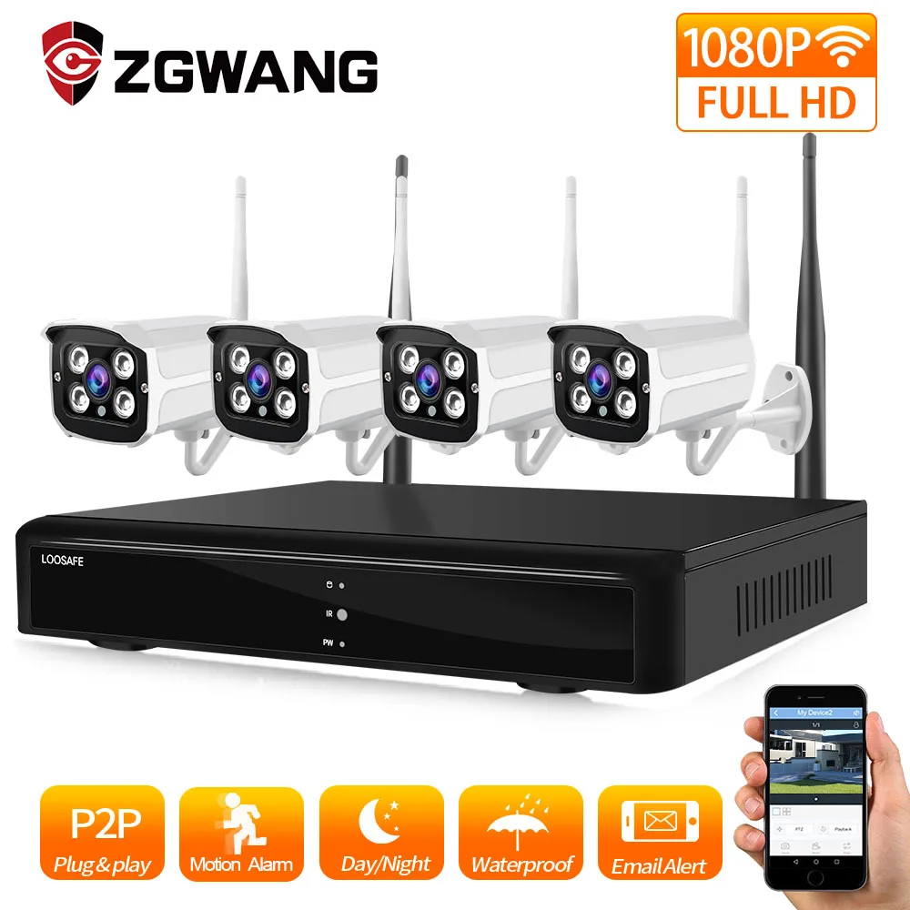 Беспроводная система видеонаблюдения NVR наружная Водонепроницаемая P2P Wi Fi камера